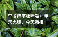 中考数学趣味题：昨天火腿，今天猪排