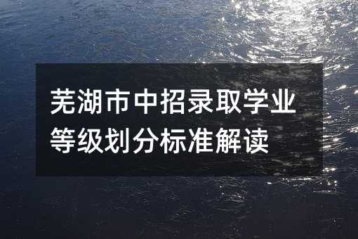 芜湖市中招录取学业等级划分标准解读