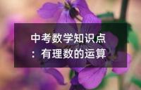 中考数学知识点：有理数的运算