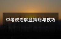 中考数学解题策略与技巧