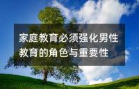 家庭教育必须强化男性教育的角色与重要性