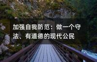 加强自我防范：做一个守法、有道德的现代公民